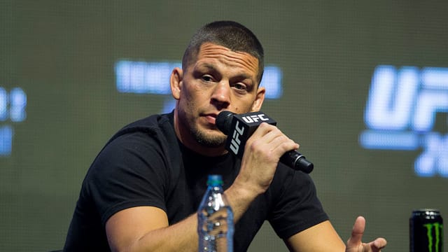 Nate Diaz speaks during a UFC press conference.